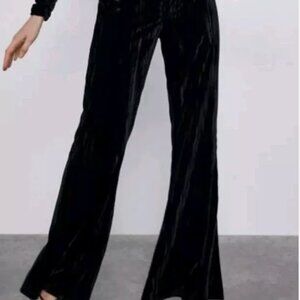 Zara black flare velvet pants
